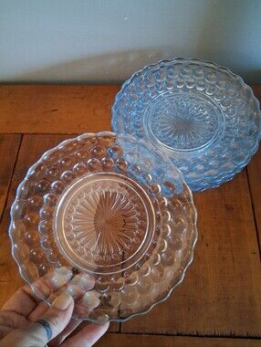 6 Anchor Hocking Sapphire Blue Bubble Desert Plates